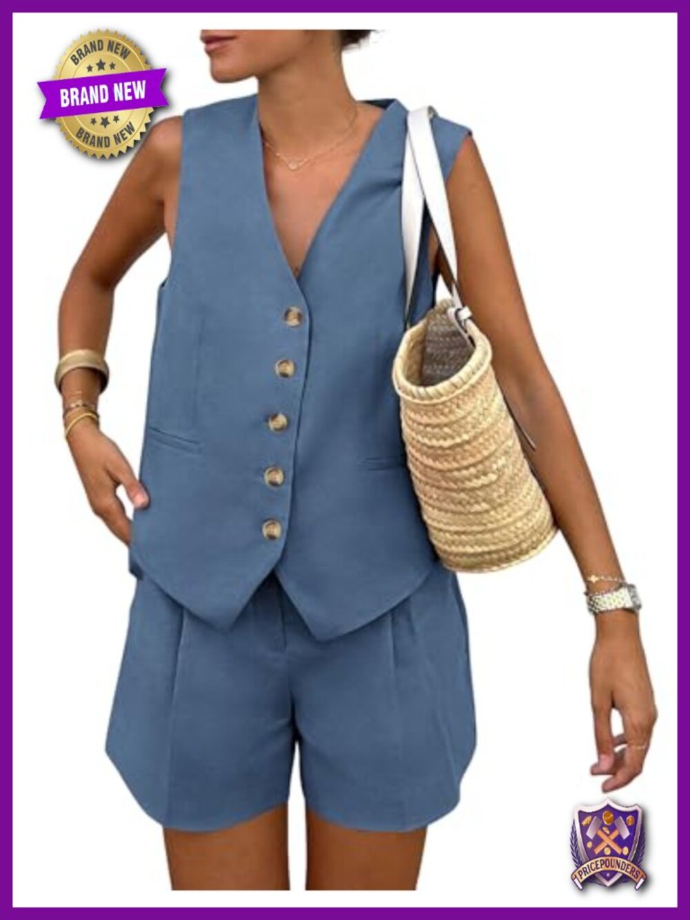 PRETTYGARDEN Women's Summer Two Piece Outfits Set Sleeveless Vest and Shorts